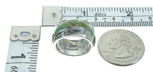 Southwestern Turquoise Silver Water Wave Ring Size 5-1/2 QX85802